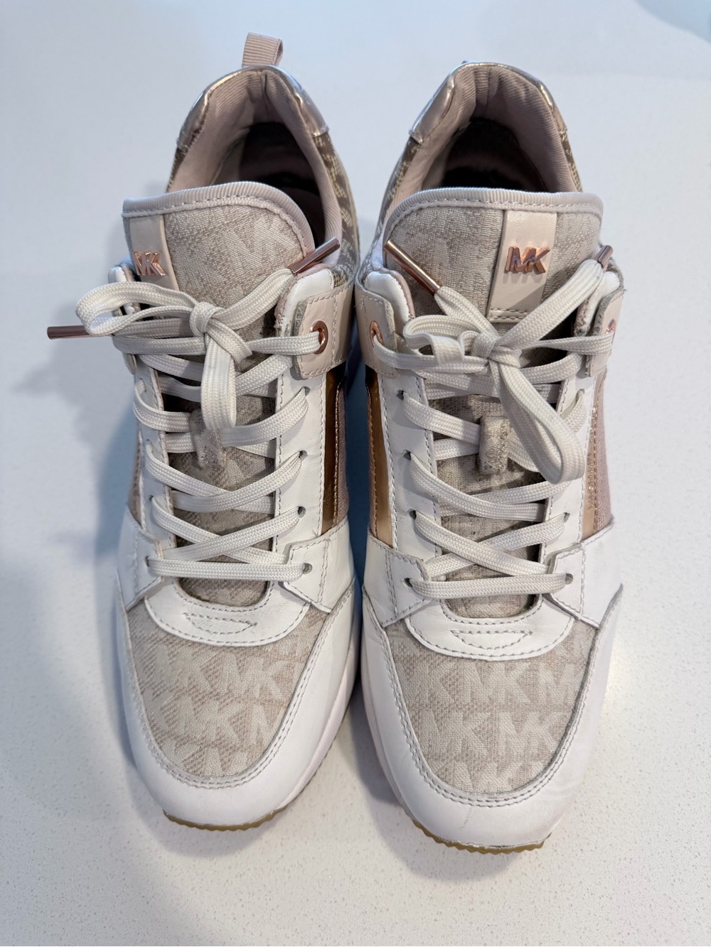 Michael Kors White Sneakers with Rose Gold Accents
